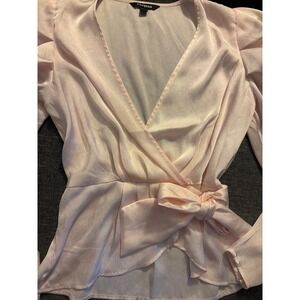 EXPRESS Cascading Sleeve Surplice Blouse Top